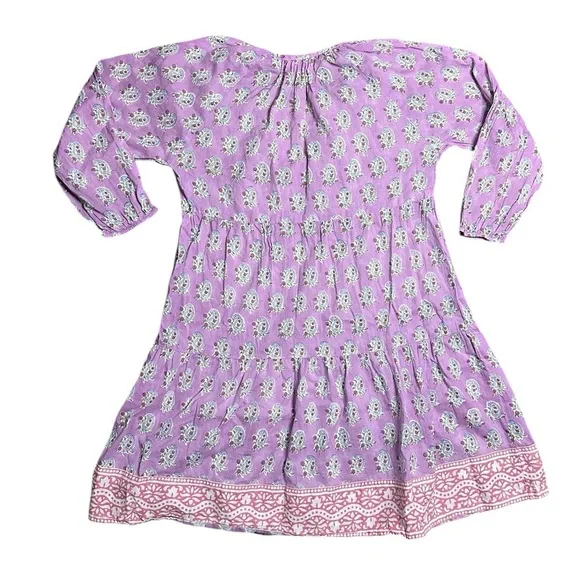 SZ Blockprints Priya dress violet paisley cotton gauze Medium - Picture 6 of 7